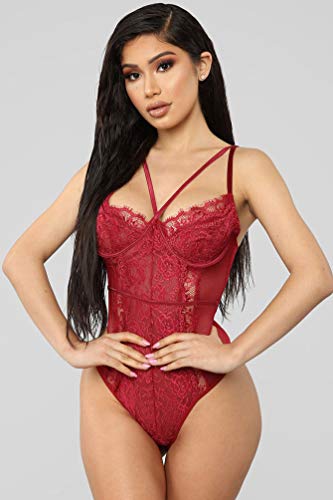 UMIPUBO Mujer Ropa Body de Encaje Conjunto de lencería Cosplay Mini Vestidos Trajes de muñeca de una Pieza Cuello en V Profundo Ropa Interior Ajustada Ropa de Dormir sin Medias