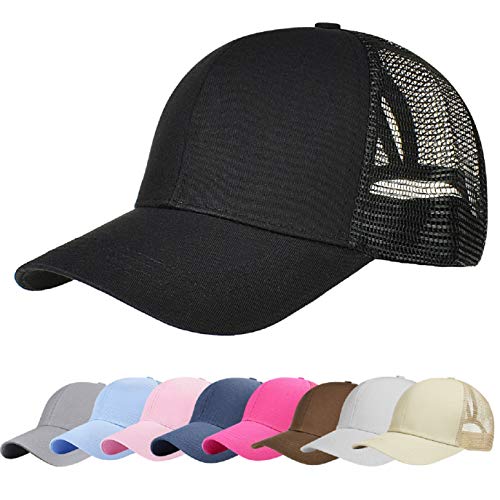 UMIPUBO Sombreros Gorra de Malla s Adjustable al Aire Libre Cap clásico Algodón Casual Sombrero Gorras de Béisbol para Hombre Mujer (Negro)