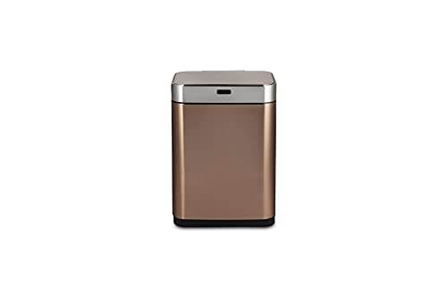 UMUZI CLEANING Cubo de cocina doble 60L dorado, cubo doble antiolor, cubos dobles con Sensor Reciclaje y basura