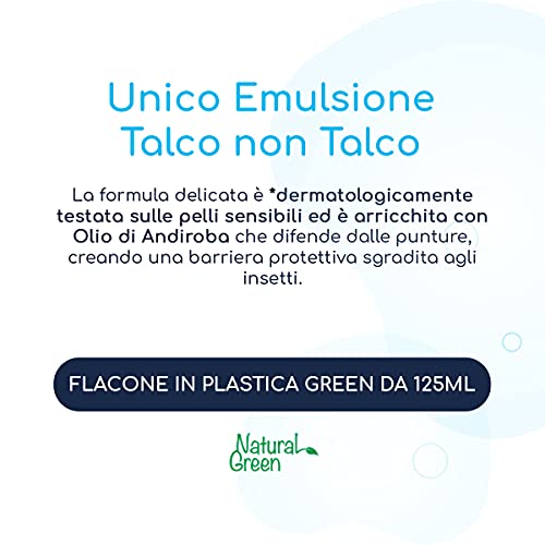 Unico emulsión Talco no Talco a base de extractos naturales regulan la sudoración respetando la transpiración y la delicadeza de la piel enriquecida