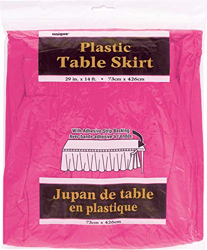 Unique Party- Falda de mesa de plástico, Color rosa oscuro, 420 cm (50051)