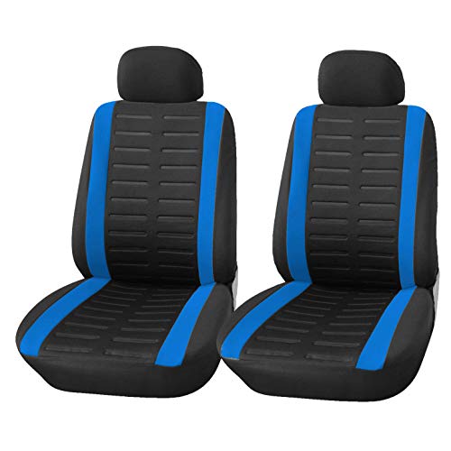 Upgrade4cars Fundas Asientos Delanteros Coche Universales Negro y Azul | Protector de Asiento Delantero para Conductor y Copiloto | Accesorios Interior para Mujer y Hombre