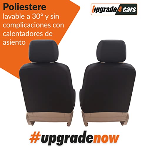 Upgrade4cars Fundas Asientos Delanteros Coche Universales Negro y Azul | Protector de Asiento Delantero para Conductor y Copiloto | Accesorios Interior para Mujer y Hombre