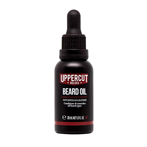 Uppercut Deluxe Beard Oil Lightweight Beard Conditioner with Essential Oils Non-Greasy with a Natural Smooth Application Patchouli and Leather Scented Beard Grooming Oil 30ml