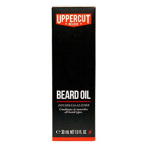 Uppercut Deluxe Beard Oil Lightweight Beard Conditioner with Essential Oils Non-Greasy with a Natural Smooth Application Patchouli and Leather Scented Beard Grooming Oil 30ml