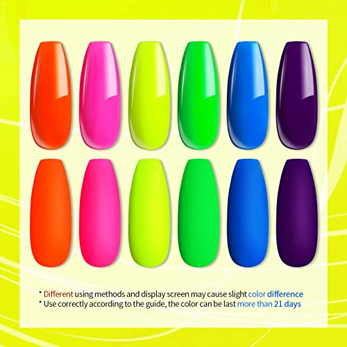 UR SUGAR 7.5ml Esmaltes Semipermanentes Neon Neón Rojo Amarillo Naranja Verde Kit Uñas de Gel Pastel Soak Off UV/LED 6 Botellas Kit para Verano