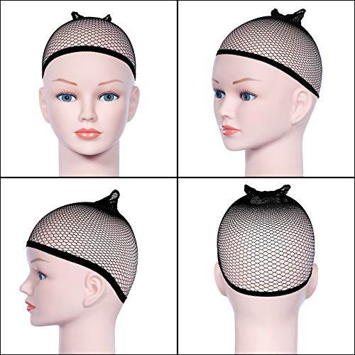 URAQT Gorras de Peluca, 4 Piezas Redecillas Casquillo de Peluca de Nylon, Desnudo Beige Natural y Negro Malla,Transpirable, Cómodo, de Extremo Cerrado, Taza para El Cabello para Mujeres y Hombres