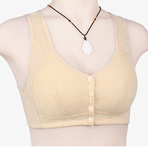 URIBAKY - Braga de encaje para mujer, correa ajustable con aros de gran tamaño, sujetador con sujetador de push-up, correa elástica, beige, 40