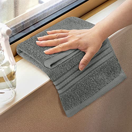 Utopia Towels - Juego de Toallas para la Cara - 700GSM Lavable en la Lavadora - (Paquete de 12, 30 x 30 cm, Gris) - Extra Suave y Altamente Absorbente