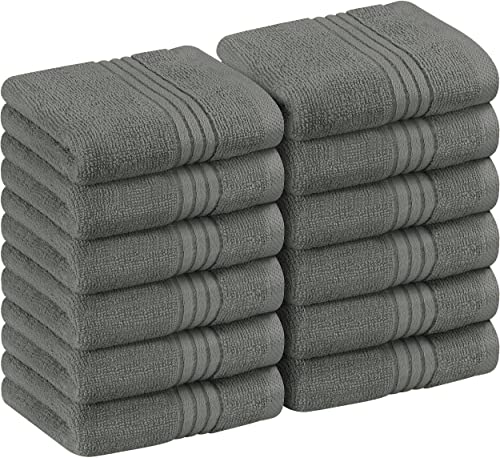 Utopia Towels - Juego de Toallas para la Cara - 700GSM Lavable en la Lavadora - (Paquete de 12, 30 x 30 cm, Gris) - Extra Suave y Altamente Absorbente