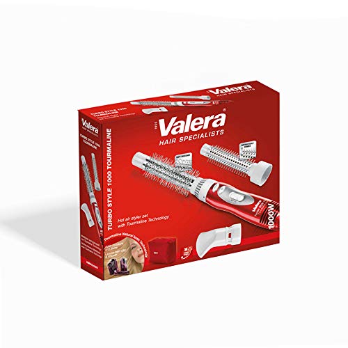 Valera Turbo Style 1000 Tourmaline 603.1B, secador de pelo multistyler con dos cepillos y una boquilla, 1000 vatios, Color blanco y rojo