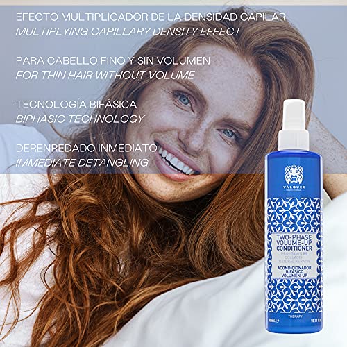 Válquer Acondicionador capilar bifásico Volumen-up (sin sulfatos, sin colorantes, sin sal, sin parabenos, sin MIT) para cabellos con volumen - 300 ML