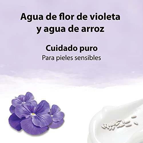 VANDINI gel de ducha para pieles sensibles con flor de violeta y leche de arroz - gel de baño delicado con la piel - Jabón vegano sin siliconas ni parabenos - 1x 200 ml