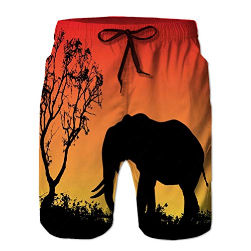 vbndfghjd Shorts de Playa de Secado rápido para Hombres Elephant Sunset Stars L