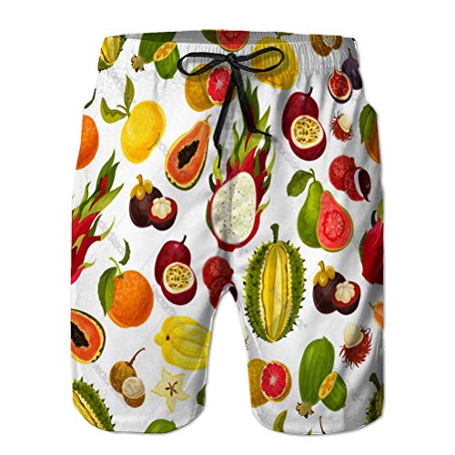 vbndfghjd Shorts de Playa para Hombre Shorts de baño Shorts de Surf exóticas Frutas Tropicales sin patrón XXL