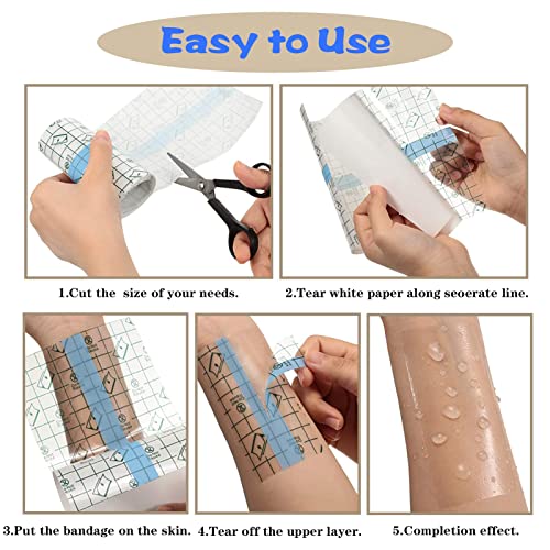 Vendaje De ProteccióN Para Tatuajes, Parche Impermeable Para Ducha EláStico Impermeable Y Transpirable, Utilizado Para El Cuidado Posterior Al Tatuaje/ProteccióN De Herida Yeso Fijo (8cm X 10m/Rollo)