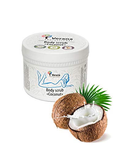 Verana Exfoliación Corporal Coco, Producto Orgánico Para Todos Los Tipos De Piel, Tratamiento Anticelulítico Y Humectante, Restaura La Elasticidad Normal De La Piel, 300 G