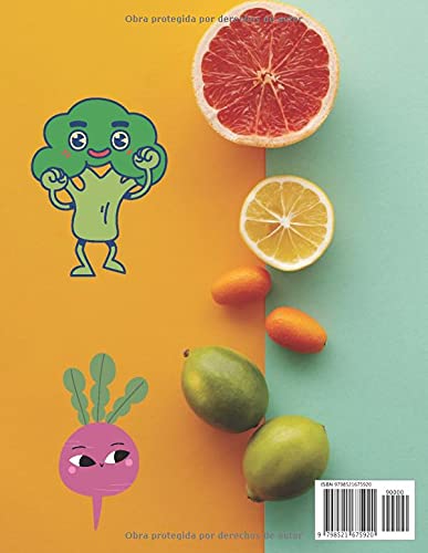 VERDURAS y FRUTAS: Increíble Libro Para Colorear, imágenes simples con verduras y frutas, manzana, tomates, pimienta, limón y más, para niños de 2 años o más.