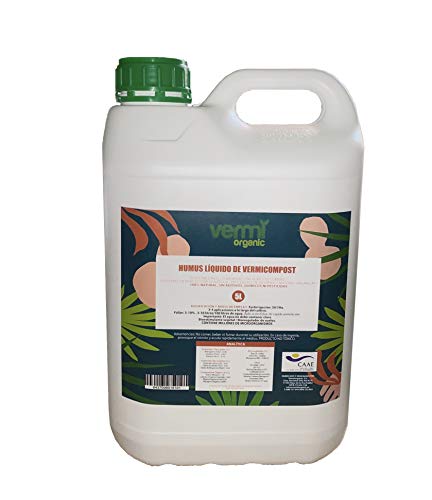 VERMIORGANIC Humus Líquido de Lombriz Ecológico, 5L. Rico en Microorganismos. Regenera de la Vida del Suelo.