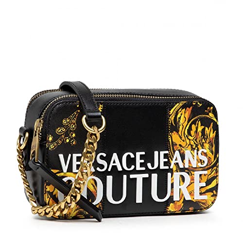 VERSACE JEANS COUTURE Bolso con bandolera negro con logotipo blanco