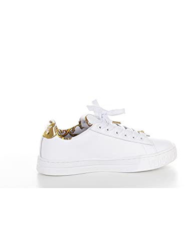 Versace Jeans Versace Jeans Zapatillas Mujer Leather+Laminated 71VA3SK6, Blanco y dorado., 40 EU