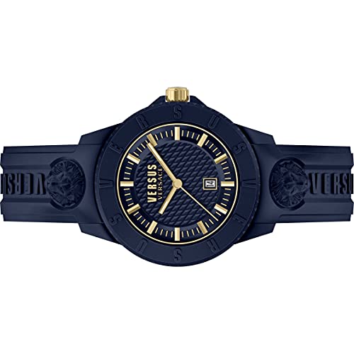 Versus Versace Tokyo - Reloj de pulsera para hombre (42 mm, correa de silicona), azul/dorado, Correas.