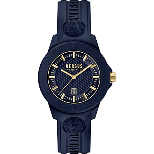 Versus Versace Tokyo - Reloj de pulsera para hombre (42 mm, correa de silicona), azul/dorado, Correas.