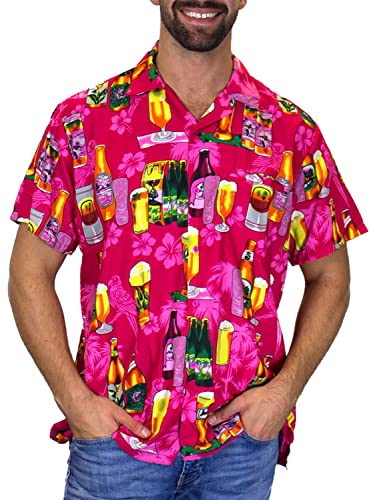 V.H.O. Funky Camisa Hawaiana, Beerbottle, Rosa, L