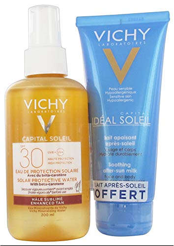 Vichy Capital Soleil Solar Protector de Agua Potable Bronceado SPF 30 200 ml + Leche Calmante para después del Soleil Idéal 100 ml