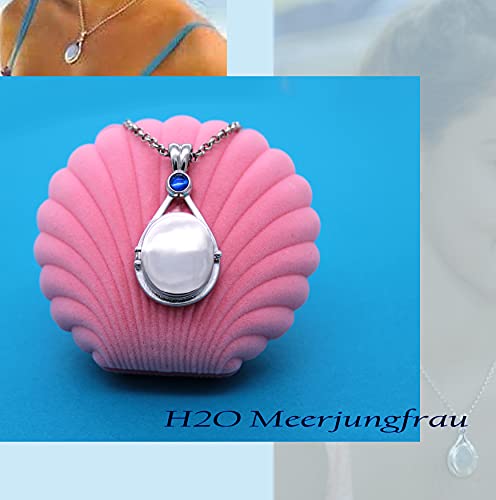 VICKWOOD H2O Kette Plötzlich Meerjungfrau Halskette mit Medaillon zum Öffnen für Bilder Inklusive Muschelförmiger Geschenk-Box Geschenk für Frauen zum Valentinstag