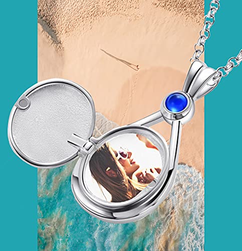 VICKWOOD H2O Kette Plötzlich Meerjungfrau Halskette mit Medaillon zum Öffnen für Bilder Inklusive Muschelförmiger Geschenk-Box Geschenk für Frauen zum Valentinstag