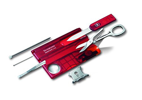 Victorinox Swisscard Lite, color Rojo Transparente en Blíster, Led Blanco