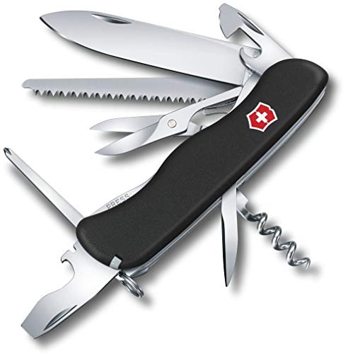 Victorinox V08513.3 Navaja Grande Outrider (09023.3), Unisex, Negro, L + V4.0822.4 Funda Imitación Piel, Verde, S