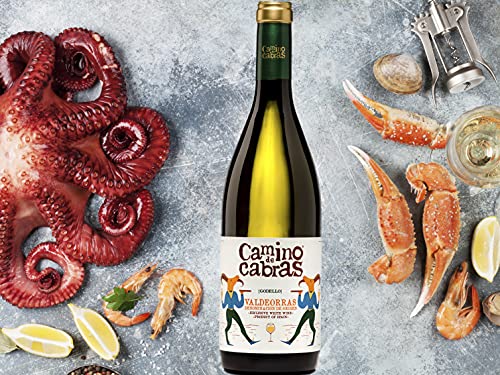 Vino Blanco Godello Valdeorras |Vinos buenos para Regalar | Caja Vino Gallego | Producto Gourmet | Pack Regalo Vino | 6 Botellass x 750 ml CAMINO DE CABRAS | Regalo original Hombre & Mujer