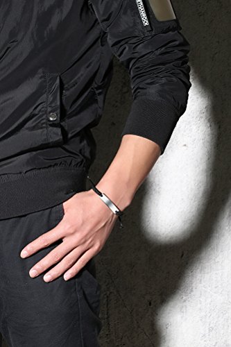 VNOX Cuerda Nylon Acero Inoxidable Nombre Personalizado Etiqueta de ID de Inspiración Pulsera de Cuero Ajustable para Hombres Mujeres,Grabado Libre