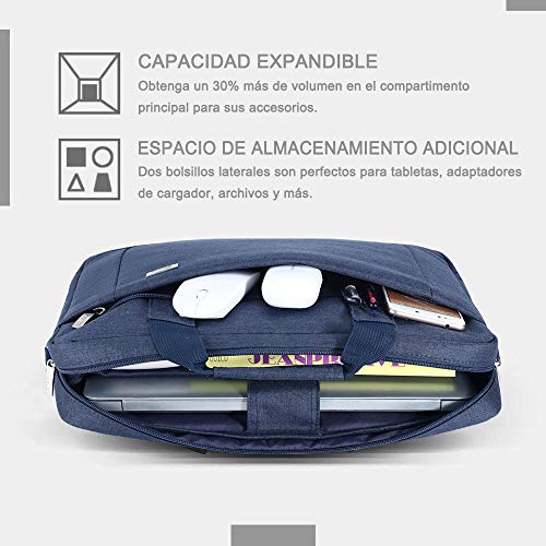 Voova 14 15 15.6 Maletín Funda para Ordenador Portátil Impermeable Bandolera para Netbooks,Expandible 30% Bolso Mensajero con Correa Extraíble Compatible con Macbook/Chromebook, Hombres/Mujeres,Azul