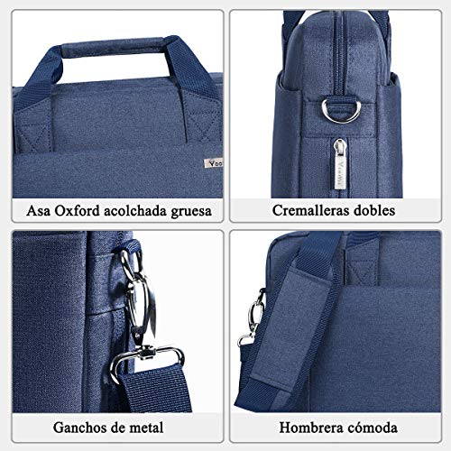 Voova 14 15 15.6 Maletín Funda para Ordenador Portátil Impermeable Bandolera para Netbooks,Expandible 30% Bolso Mensajero con Correa Extraíble Compatible con Macbook/Chromebook, Hombres/Mujeres,Azul