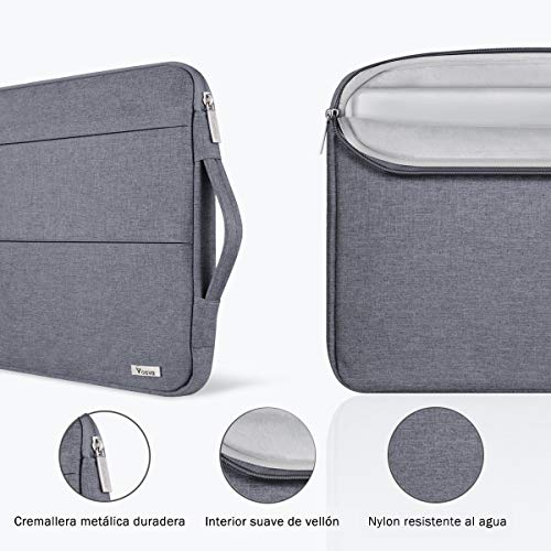 Voova 14-15.6 Pulgadas Funda para Portátil con Asa, Impermeable Maletín Ordenador Compatible con Macbook Pro 15/16, Surface Laptop 3 15, DELL XPS 15, HP Pavilion, Lenovo Acer ASUS Chromebook, Gris