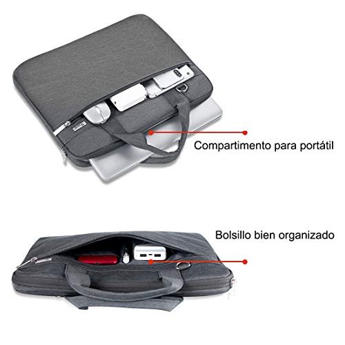 Voova Protectora de 360 Maletin Funda Portatil 14-15.6 Pulgada, Bolsa Ordenador portatil Impermeable Compatible con Macbook Pro 15/16 2020, DELL XPS 15, HP Pavilion, Acer ASUS Chromebook, Gris