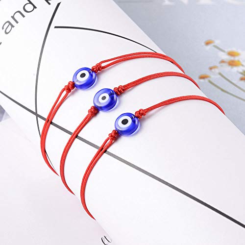 VU100 3pcs Pulsera Mal de Ojo Pulsera Clásico Ojo de la Buene Suerte con circonitas Proteccion Joyería de protección Cordón Rojo