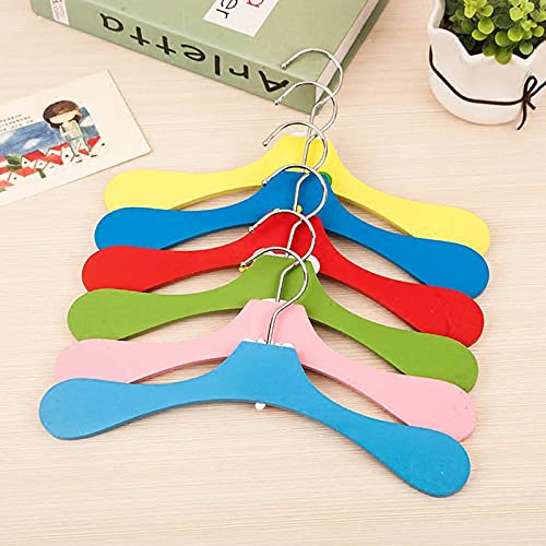 Vulevirtue 6 pcs Perchas para bebés, Perchas Animados Cartoon Infantiles de Madera, Perchas para niños Ahorrar Espacio Antideslizantes, 28 x 16 cm(6Color)