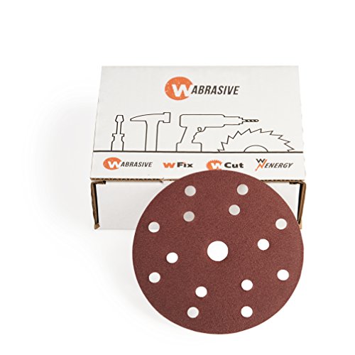 Wabrasive - Discos de lija (150 mm, velcro, grano 100, 150 mm, velcro, K100, 50 unidades)
