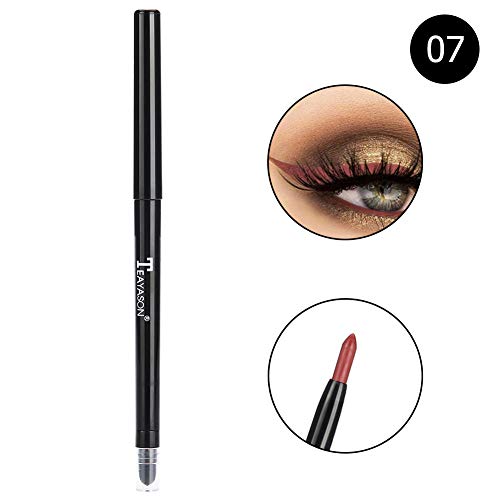 Wandisy Venta Loca TEAYASON 12 Colores Eyeshadow Eyeliner Pen Highlighter Lápiz Brillo Herramienta de Maquillaje Impermeable(Rojo Oscuro)