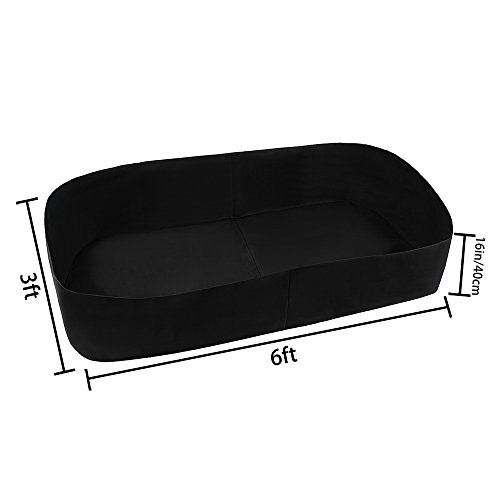 Warooma Cama de jardín de tela rectangular transpirable contenedor de siembra bolsa de cultivo durable flor vegetal plantador cama levantada 3 pies de largo x 6 pies de ancho (negro)