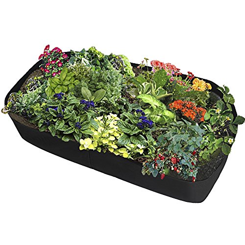 Warooma Cama de jardín de tela rectangular transpirable contenedor de siembra bolsa de cultivo durable flor vegetal plantador cama levantada 3 pies de largo x 6 pies de ancho (negro)