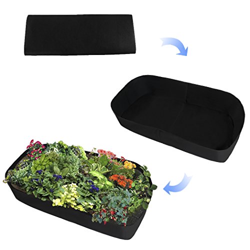 Warooma Cama de jardín de tela rectangular transpirable contenedor de siembra bolsa de cultivo durable flor vegetal plantador cama levantada 3 pies de largo x 6 pies de ancho (negro)