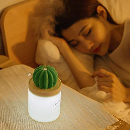 Wateralone Humidificador Ultrasónico Difusor De Aroma Escritorio Mini Cactus Difusor De Aroma, con Cable De Datos USB Apagado Automático, para El Hogar Y La Oficina