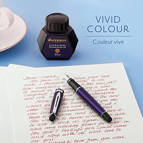 Waterman tinta para pluma estilográfica, marrón absoluto, frasco de 50 ml