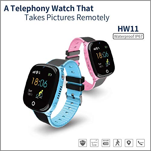 WAYNORER Teléfono con Reloj Inteligente para niños, rastreador GPS, Llamada de Voz de Alta definición, IP67 a Prueba de Agua, botón SOS, cámara, Despertador, Regalos para niños y niñas Blue