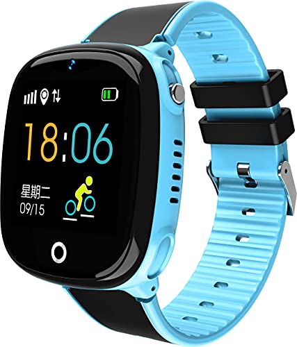 WAYNORER Teléfono con Reloj Inteligente para niños, rastreador GPS, Llamada de Voz de Alta definición, IP67 a Prueba de Agua, botón SOS, cámara, Despertador, Regalos para niños y niñas Blue